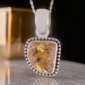 Handmade Citrine Fancy Shape Sterling Silver Pendant
